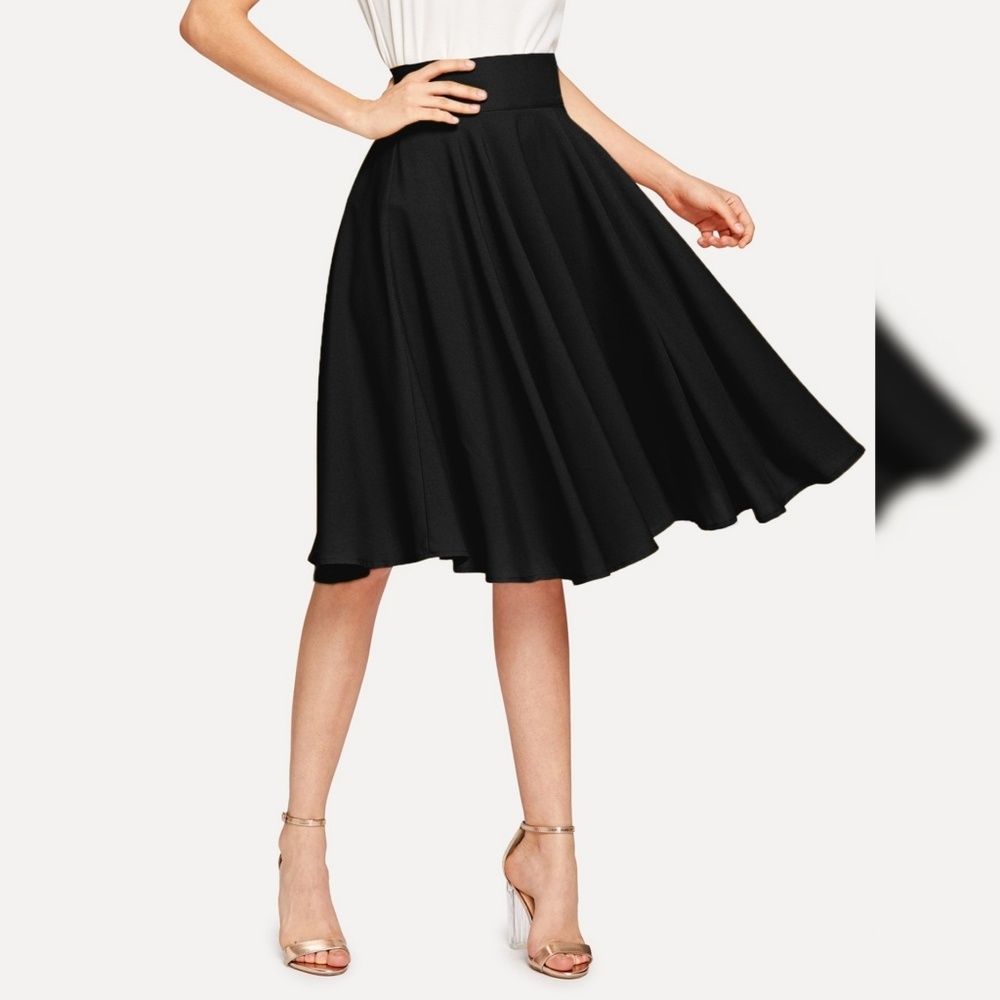 Knee Length Black Circle Skirt
